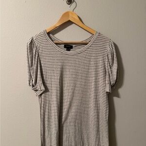 Espresso Gray Striped Short Sleeve Top